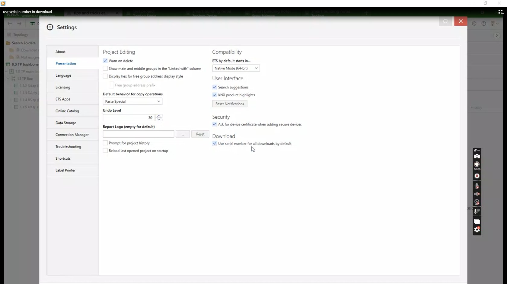 Use serial number for all downloads by default
